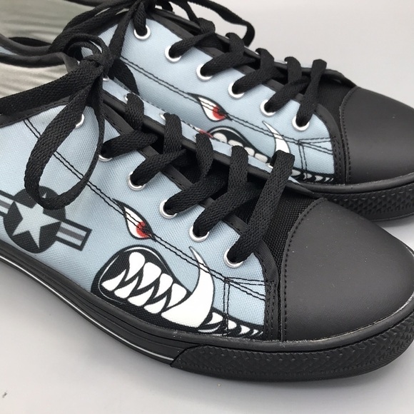A-10 of the 442nd Fighter Wing Men's Low Top Canvas Shoes - Black Men's 11.5 - Picture 3 of 10
